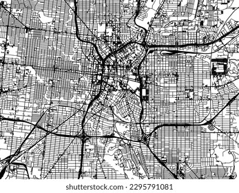 Vector city map of San Antonio Center Texas in the United States of America with black roads isolated on a white background.