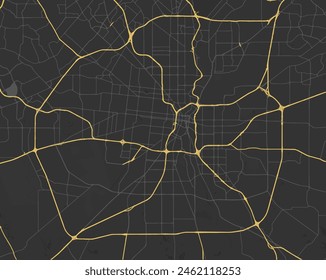 Vector city map of San Antonio Texas in the United States of America with yellow roads isolated on a brown background.