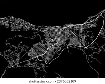 Vector city map of San Carlos de Bariloche in Argentina with white roads isolated on a black background.