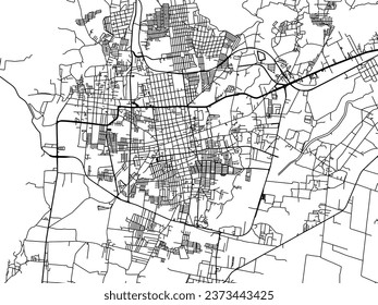 Vector city map of San Francisco del Rincon in Mexico with black roads isolated on a white background.