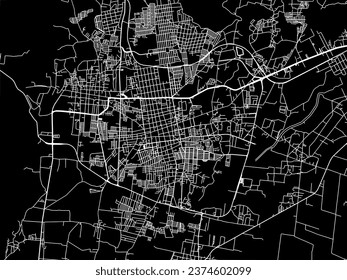 Vector city map of San Francisco del Rincon in Mexico with white roads isolated on a black background.