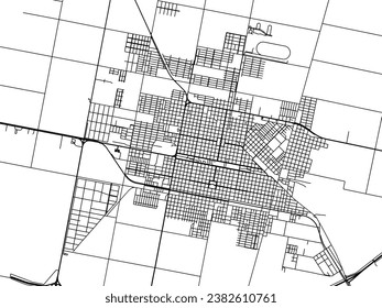 Vector city map of San Francisco in Argentina with black roads isolated on a white background.