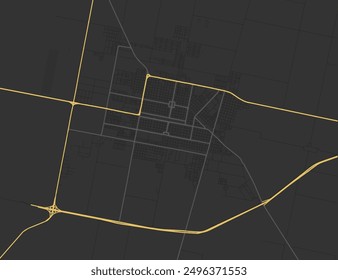 Vector city map of San Francisco in Argentina with yellow roads isolated on a brown background.