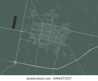 Vector city map of San Francisco in Argentina with white roads isolated on a green background