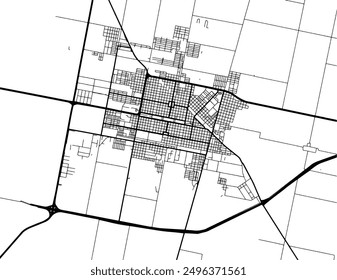 Vector city map of San Francisco in Argentina with black roads isolated on a white background.