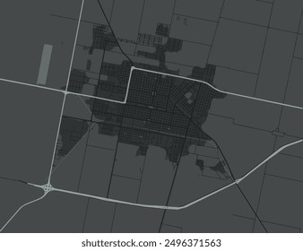 Vector city map of San Francisco in Argentina with white roads isolated on a grey background