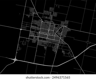 Vector city map of San Francisco in Argentina with white roads isolated on a black background.