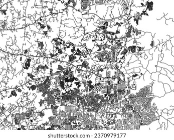 Vector city map of San Jose del Monte in the Philippines with black roads isolated on a white background.