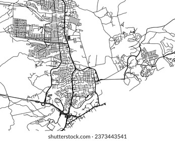 Vector city map of San Jose del Cabo in Mexico with black roads isolated on a white background.