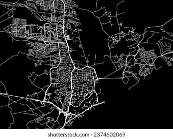 Vector city map of San Jose del Cabo in Mexico with white roads isolated on a black background.