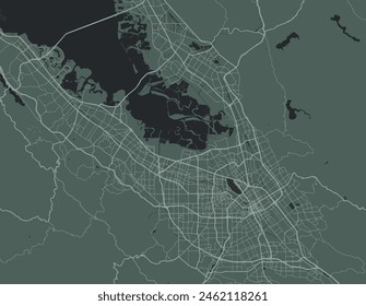 Vector city map of San Jose Greater California in the United States of America with white roads isolated on a green background.