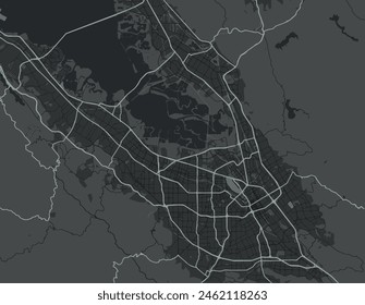 Mapa de la ciudad de Vector de San José Gran California en los Estados Unidos de América con carreteras blancas aisladas sobre un fondo gris.