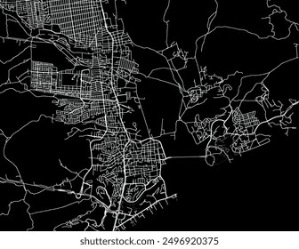 Vector city map of San Jose del Cabo in Mexico with white roads isolated on a black background.