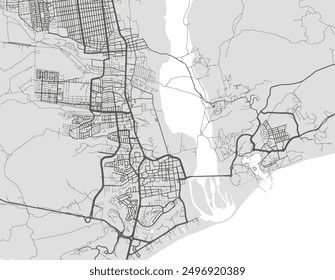 Vector city map of San Jose del Cabo in Mexico with black roads isolated on a grey background.