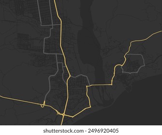 Vector city map of San Jose del Cabo in Mexico with yellow roads isolated on a brown background.