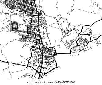 Vector city map of San Jose del Cabo in Mexico with black roads isolated on a white background