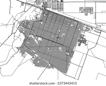 Vector city map of San Luis Rio Colorado in Mexico with black roads isolated on a white background.