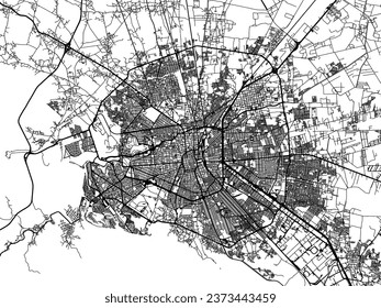 Vector city map of San Luis Potosi in Mexico with black roads isolated on a white background.