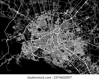 Vector city map of San Luis Potosi in Mexico with white roads isolated on a black background.