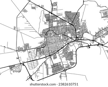 Vector city map of San Luis in Argentina with black roads isolated on a white background.