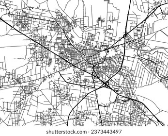 Vector city map of San Martin Texmelucan de Labastida in Mexico with black roads isolated on a white background.