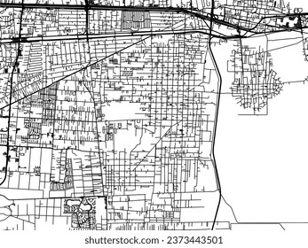 Vector city map of San Mateo Atenco in Mexico with black roads isolated on a white background.