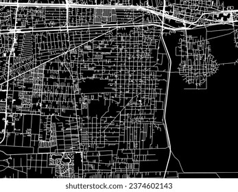 Mapa vectorial de San Mateo Atenco en México con caminos blancos aislados en un fondo negro.