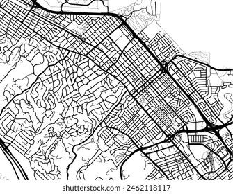 Stadtplan von San Mateo in den Vereinigten Staaten von Amerika mit Vektorgrafiken auf weißem Grund.