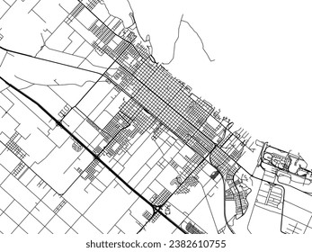 Vector city map of San Nicolas de los Arroyos in Argentina with black roads isolated on a white background.