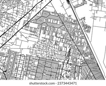 Vector city map of San Pablo de las Salinas in Mexico with black roads isolated on a white background.