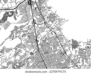 Stadtplan von San Pedro auf den Philippinen mit schwarzen Straßen einzeln auf weißem Hintergrund.