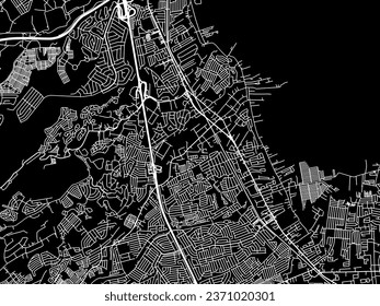 Stadtplan von San Pedro auf den Philippinen mit weißen Straßen einzeln auf schwarzem Hintergrund.