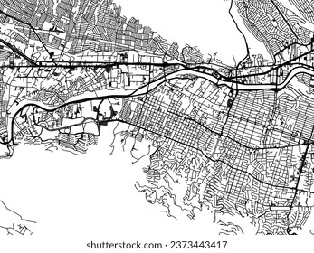 Stadtplan von San Pedro Garza Garcia in Mexiko mit schwarzen Straßen einzeln auf weißem Hintergrund.