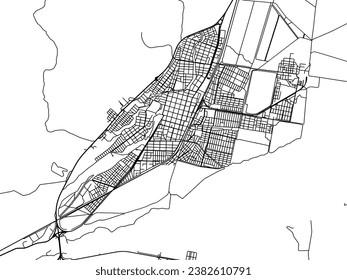 Stadtplan von San Pedro de Jujuy in Argentinien mit schwarzen Straßen einzeln auf weißem Hintergrund.