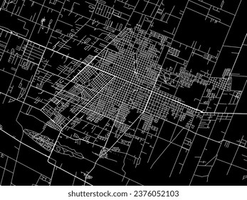 Vector city map of San Rafael in Argentina with white roads isolated on a black background.