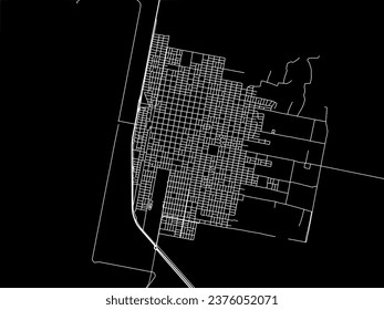 Vector city map of San Ramon de la Nueva Oran in Argentina with white roads isolated on a black background.