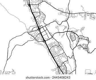 Stadtplan von San Ramon in den Vereinigten Staaten von Amerika mit Vektorgrafiken auf weißem Grund.