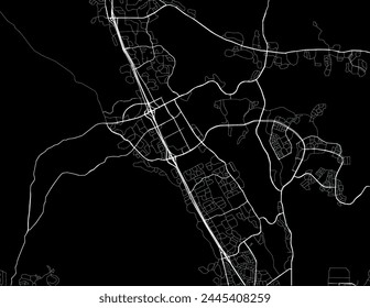 Stadtplan von San Ramon in Kalifornien in den Vereinigten Staaten von Amerika mit weißen Vektorgrafiken auf einem schwarzen Hintergrund.