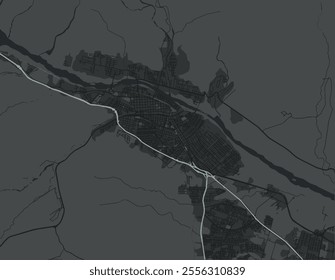 Vector city map of San Salvador de Jujuy in Argentina with white roads isolated on a grey background