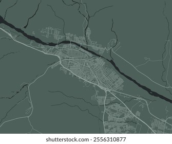 Vector city map of San Salvador de Jujuy in Argentina with white roads isolated on a green background