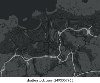 Vektorgrafik Stadtplan von San Sebastian in Spanien mit weißen Straßen isoliert auf einem grauen Hintergrund.