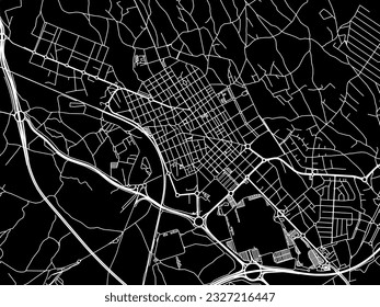 Vector city map of San Vicente del Raspeig in Spain with white roads isolated on a black background.