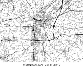 Vector city map of Sankt Polten in Austria with black roads isolated on a white background.