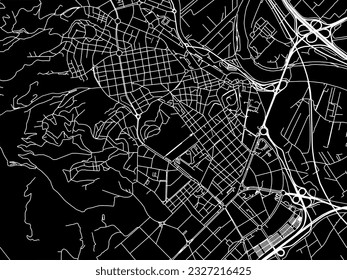 Vector city map of Sant Boi de Llobregat in Spain with white roads isolated on a black background.