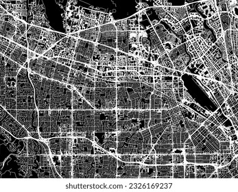 Vector city map of Santa Clara - Sunnyvale California in the United States of America with white roads isolated on a black background.