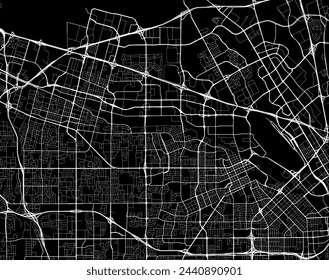 Vector city map of Santa Clara - Sunnyvale California in the United States of America with white roads isolated on a black background.