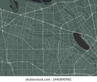 Vector city map of Santa Clara - Sunnyvale California in the United States of America with white roads isolated on a green background