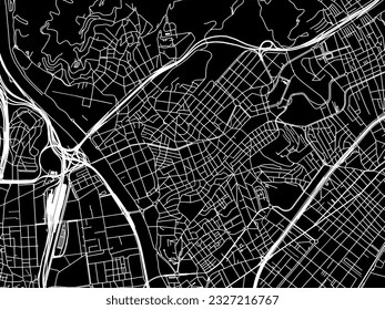 Vector city map of Santa Coloma de Gramenet in Spain with white roads isolated on a black background.