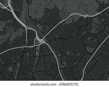 Vector city map of Santa Coloma de Gramenet in Spain with white roads isolated on a grey background.
