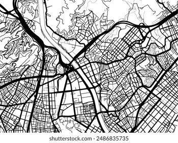 Vector city map of Santa Coloma de Gramenet in Spain with black roads isolated on a white background.